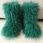winter 13 colors faux wool midi-tube casual warm snow boots(shaft height:26cm)_White_Purple_Dark Green