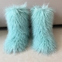winter 13 colors faux wool midi-tube casual warm snow boots(shaft height:26cm)_White_Purple_Dark Green_Red_Sky Blue