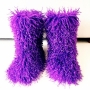 winter 13 colors faux wool midi-tube casual warm snow boots(shaft height:26cm)_White_Purple