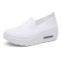 casual 6-colors solid color breathable thick-soled air cushion slip-on sneakers_Black_White