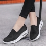 casual 6-colors solid color breathable thick-soled air cushion slip-on sneakers_Black