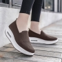 casual 6-colors solid color breathable thick-soled air cushion slip-on sneakers_Black_White_Gray_Pink_Dark Blue_Brown