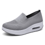 casual 6-colors solid color breathable thick-soled air cushion slip-on sneakers_Black_White_Gray