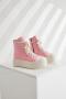 stylish 5 colors pu leather high-top thick bottom strappy zip-up sneakers_Black_Pink