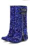 exquisite 5 colors sequin decor zip-up midi-heel boots_Black_Pink_Blue