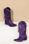 exquisite 6 colors sequin tassel decor midi-heel boots_Black_Pink_Green_Purple