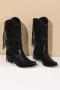 exquisite 6 colors sequin tassel decor midi-heel boots_Black