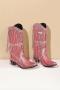 exquisite 6 colors sequin tassel decor midi-heel boots_Black_Pink