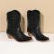 exquisite 6 colors sequin tassel decor low-tube midi-heel boots_Black