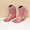exquisite 6 colors sequin tassel decor low-tube midi-heel boots_Black_Pink