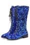 exquisite 5 colors sequin decor strappy zip-up midi-tube boots_Black_Pink_Blue