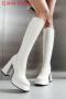 eur40-eur43 exquisite pu leather zip-up side high-heel boots_Black_White