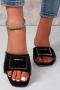 stylish two colors peep toe low-heel slippers_Black