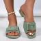 stylish two colors peep toe low-heel slippers_Black_Light Green