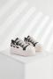 stylish color-block pu leather low-top thick bottom strappy sneakers_Black