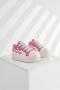 stylish color-block pu leather low-top thick bottom strappy sneakers_Black_Magenta