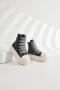 stylish 4 colors high-top thick bottom wide strappy zip-up sneakers_Black