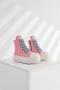 stylish 4 colors high-top thick bottom wide strappy zip-up sneakers_Black_Pink