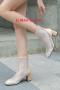 eur44-eur45 stylish chic hollow out fishnet high-heel sandals boots_Black_White_Beige