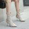 eur44-eur45 exquisite hollow out fishnet high-heel pointed toe sandals boots_Black_White_Beige