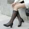 eur34-eur39 chic hollow out fishnet breathable high-heel boots_Black