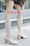 eur44-eur45 chic hollow out fishnet breathable high-heel boots_Black_White_Beige