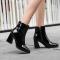 exquisite 4 colors gloss pu leather pointed toe zip-up side high-heel boots_Black
