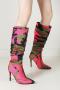 chic 3 colors camo pointed toe high-heel boots_Magenta