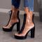 exquisite two colors peep toe eyelet strappy high-heel transparent sandals_Black