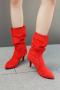 chic suede fabric 4 colors pointed toe velvet lined high-heel boots_Black_Red