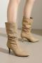 chic denim fabric pointed toe velvet lined high-heel boots_Dark Gray_Sky Blue_Khaki