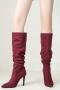 exquisite 4 colors suede pointed toe high-heel boots_Black_Rose Red