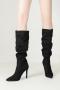 exquisite 4 colors suede pointed toe high-heel boots_Black