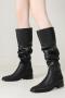 stylish 3 colors pu leather fabroc low-heel boots_Black