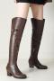 chic 3 colors pu leather over knee chunky heel boots_Black_White_Brown