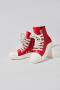 casual two colors pu leather strappy zip-up side all-match sneakers_Black_Red