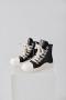 casual two colors pu leather strappy zip-up side all-match sneakers_Black