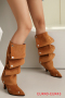 eur40-eur43 chic two colors suede pointed toe snap button high-heel cowgirl boots_Black_Brown