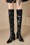 chic two colors pu leather zip-up side over knee high-heel boots_Black