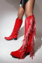chic 3 colors pu leather tassel midi-heel boots_Black_White_Red