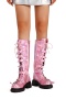 chic punk style 4 colors holographic rivet thick bottoms high-tube cowgirl boots_Black_Pink