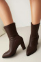 exquisite 5 colors pu leather pointed toe zip-up high-heel boots_Black_White_Brown