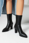 exquisite 5 colors pu leather pointed toe zip-up high-heel boots_Black