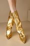 exquisite two colors pu leather pointed toe high-tube high-heel boots_Gold