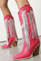 eur34-eur39 chic pointed toe rhinestone sequin tassel decor high-heel boots_Black_White_Pink_Magenta