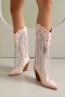 eur40-eur43 chic pointed toe rhinestone sequin tassel decor high-heel boots_Black_White_Pink