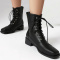 stylish pu leather square toe strappy outdoor martin boots_Black