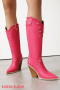 eur34-eur39 chic pointed toe rivet decor high-heel cowgirl boots_Black_White_Pink_Magenta