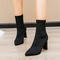 chic 3 colors knitted upper pointed toe high-heel martin boots_Black