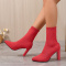 chic 3 colors knitted upper pointed toe high-heel martin boots_Black_Gray_Red